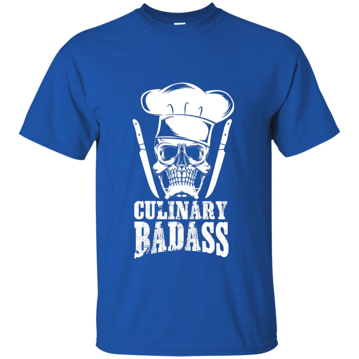 Culinary Badass Funny Chef Skull Knifes Cooking Tshirt Royal