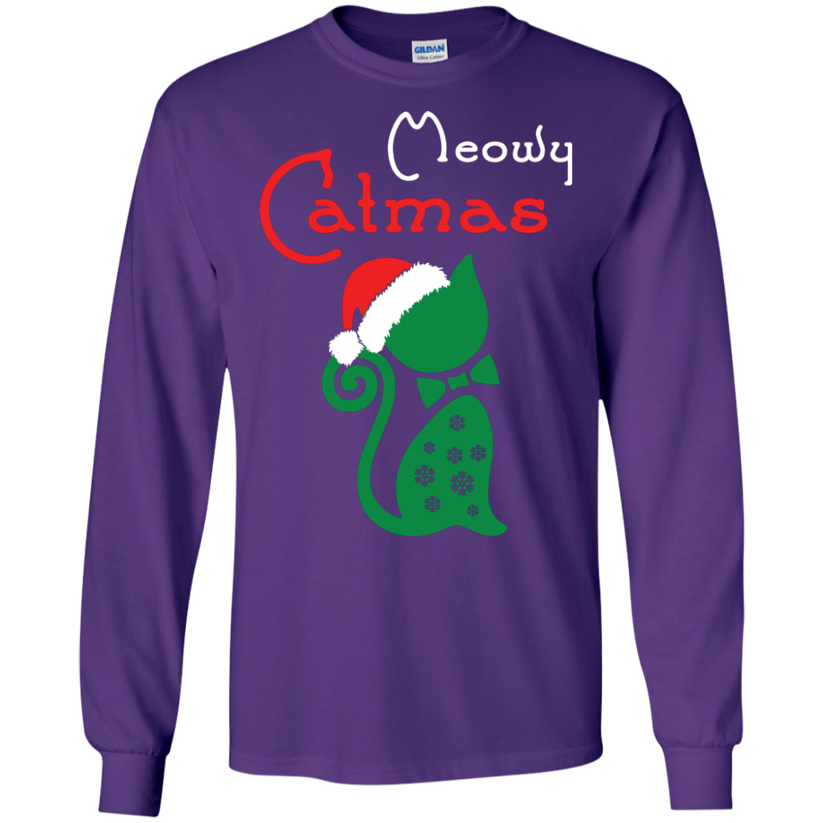 Cat Christmas T-Shirt Meowy Catmas Purple