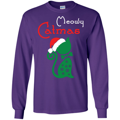Cat Christmas T-Shirt Meowy Catmas Purple