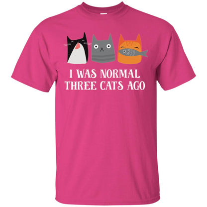 Cat Lovers T-shirt I Was Normal Three Cats Ago Funny Heliconia