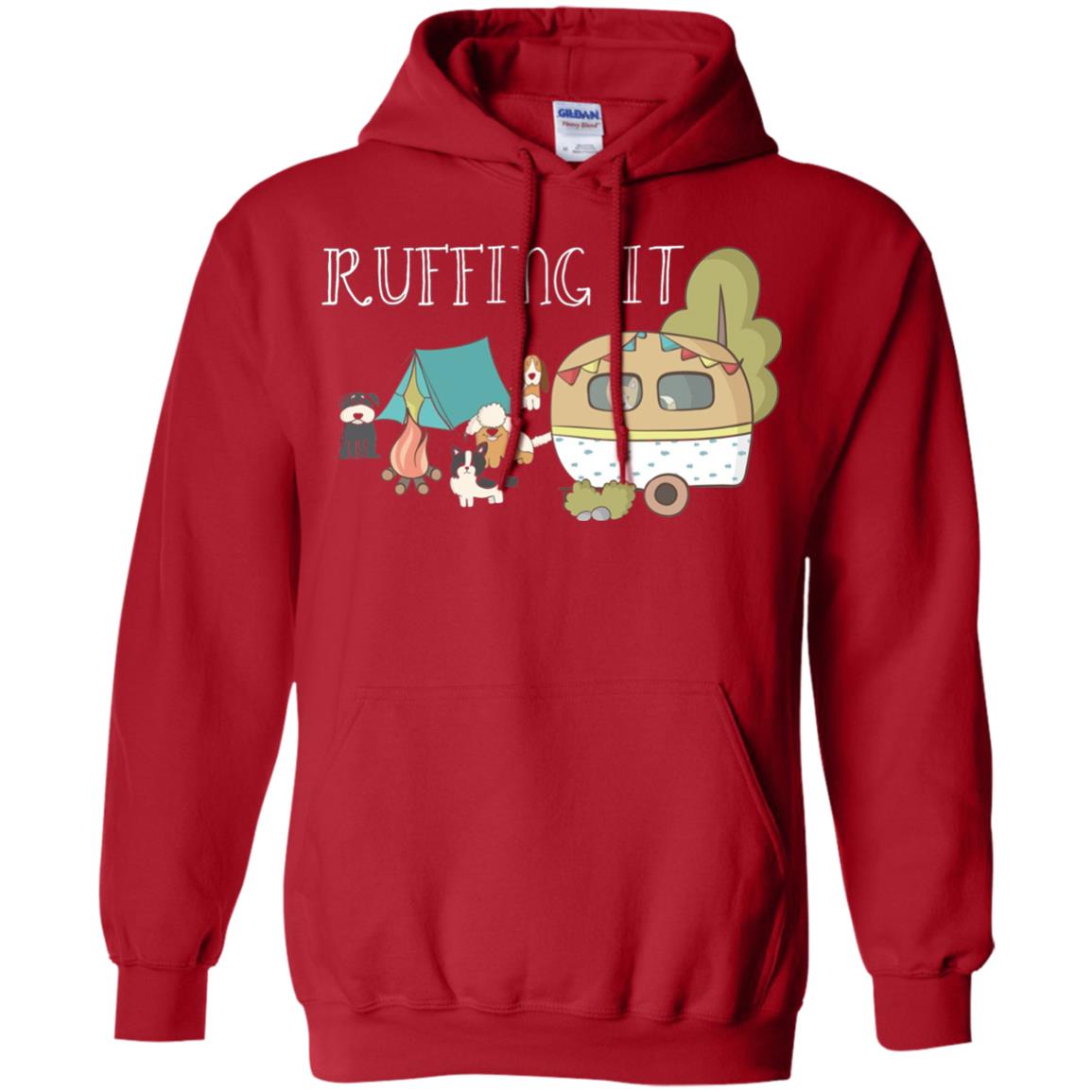 Ruffing It Camping With Dogs Camper T-shirt Red