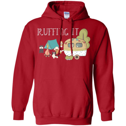 Ruffing It Camping With Dogs Camper T-shirt Red