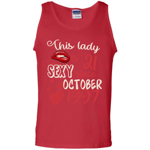 This Lady Is 21 Sexy Since October 1997 21st Birthday Shirt For October WomensG220 Gildan 100% Cotton Tank Top