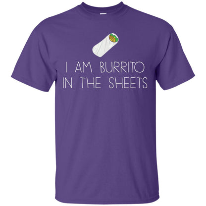 Burrito T-shirt I Am A Burrito In The Sheets Swaddling Purple