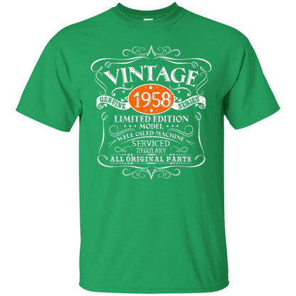 Vintage 60th Birthday T-shirt 1958 All Original Parts Irish Green