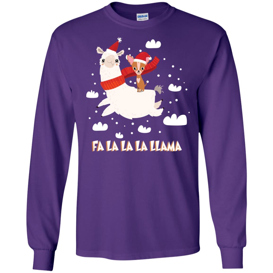 Fa La La La Llama With Chihuahua X-mas Gift Shirt Purple