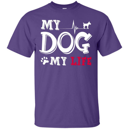 Dog Lovers T-shirt My Dog My Life Purple