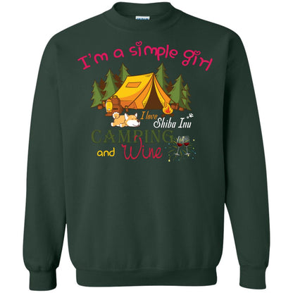 I’m A Simple Girl I Love Shiba Inu Camping And Wine Shirt Forest Green