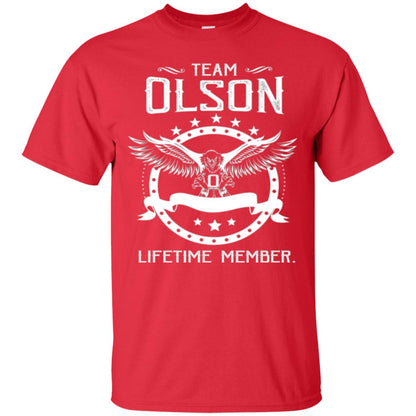 Family T-shirt Team Olson Lifetime Member Red