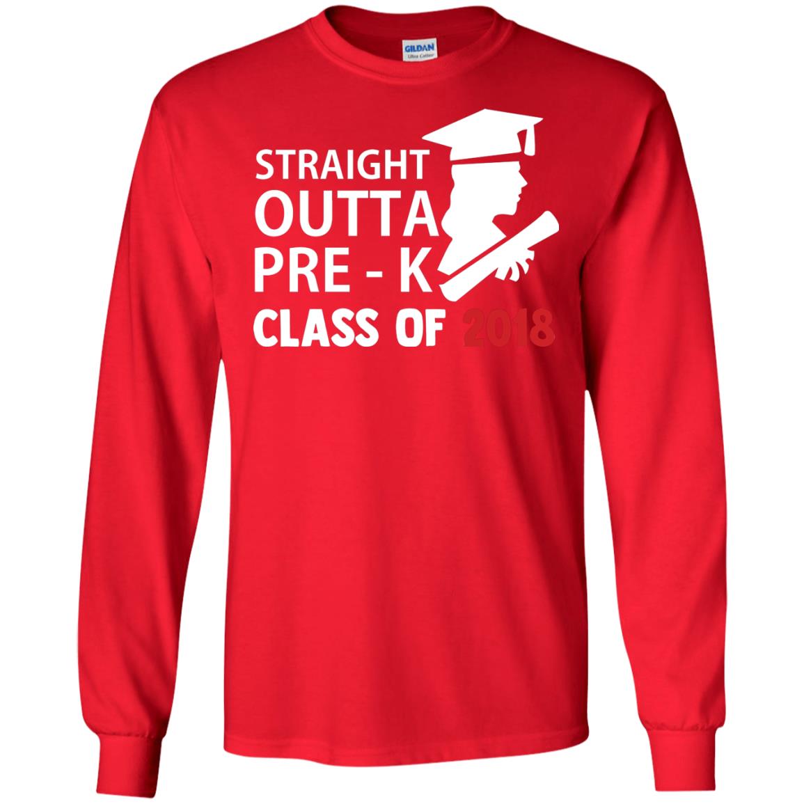 Straight Outta Pre-k Class Of 2018 Preschool Graduation Shirt Red