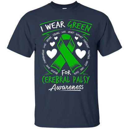 Cerebral Palsy Awareness T-shirt I Wear Green Navy