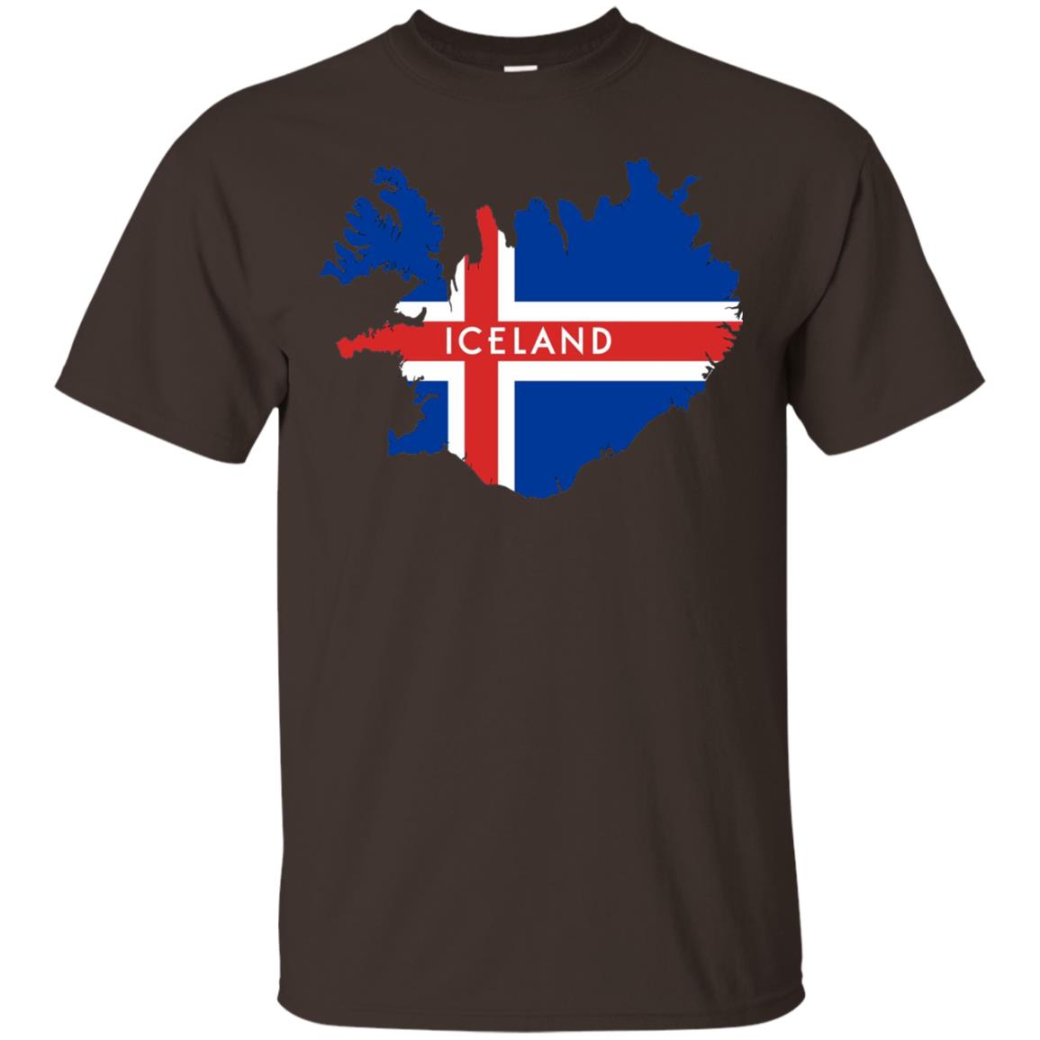Iceland T-shirt With Flag And Map Dark Chocolate