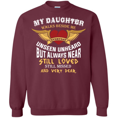 Family T-shirt My Daughter Walks Beside Me Everyday Maroon