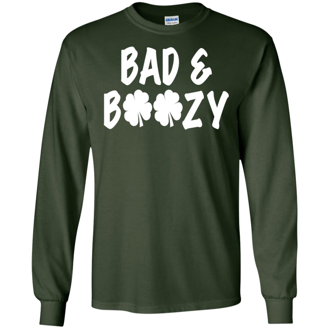 Bad And Boozy St. Patrick_s Day T-shirt Forest Green