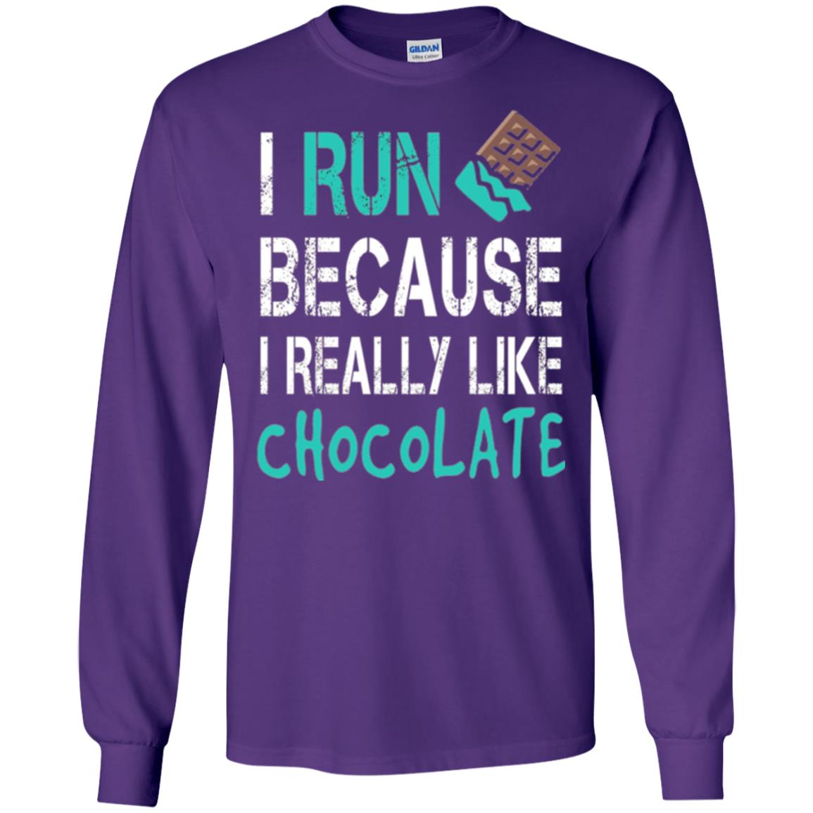 Runner T-shirt I Run Because I Really Like Chocolate Purple