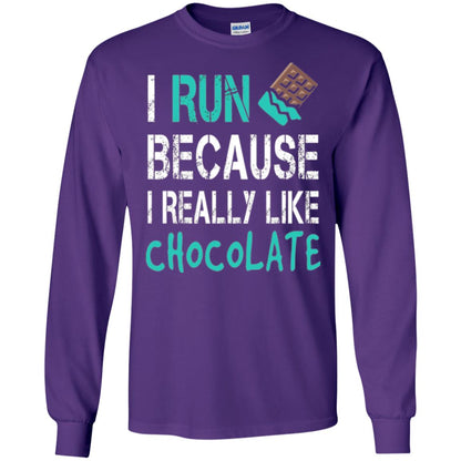 Runner T-shirt I Run Because I Really Like Chocolate Purple