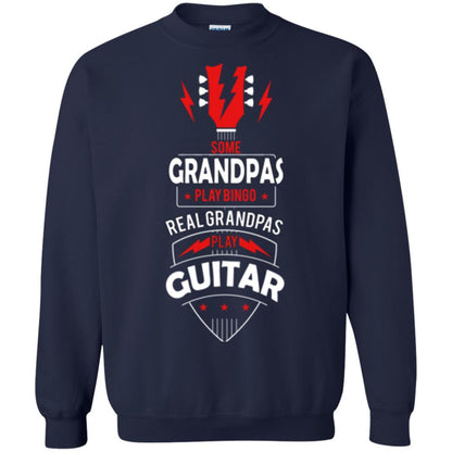 Papa T-shirt Some Grandpas Play Bingo Real Grandpas Play Guitar T-shirt Navy