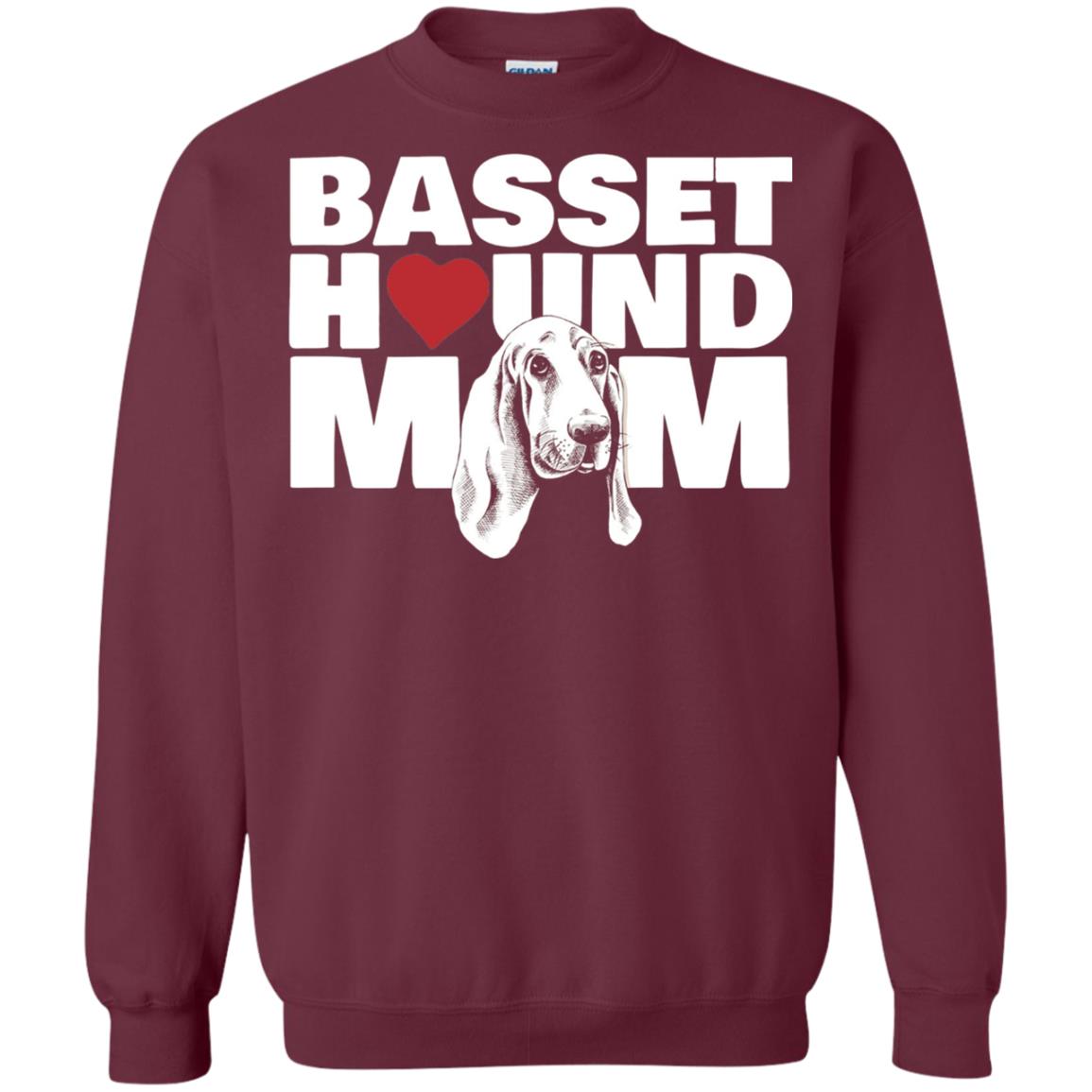 Basset Hound Mom Heart T-shirt Maroon