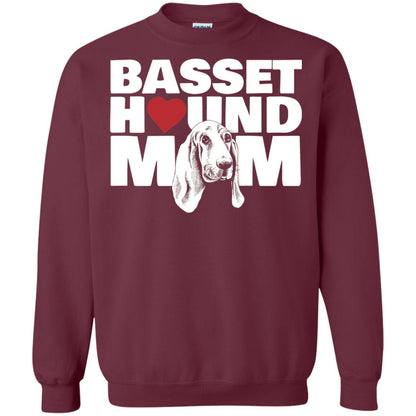 Basset Hound Mom Heart T-shirt Maroon