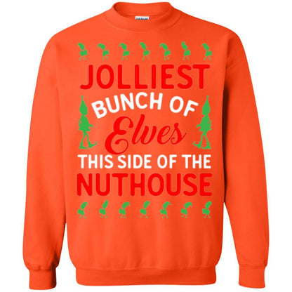 Christmas T-shirt Jolliest Bunch Of Elves This Side Of The Nuthouse Orange
