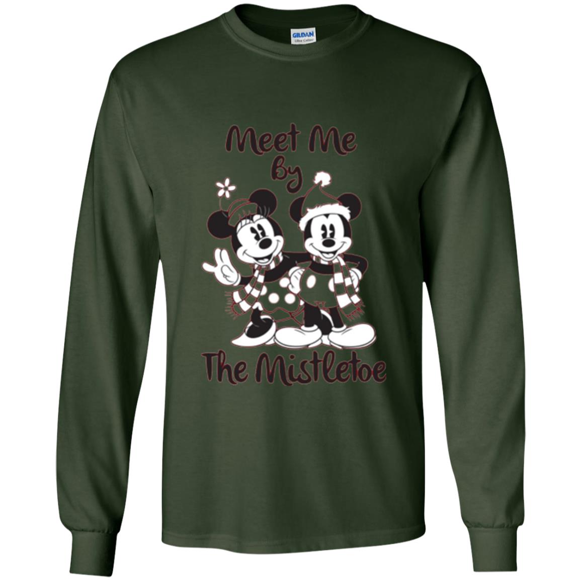 Christmas T-shirt Meet Me By Mistletoe Forest Green