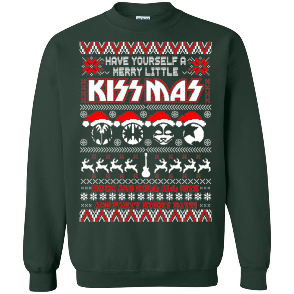 Christmas T-shirt Have Yourself A Merry Little Kissmas Forest Green