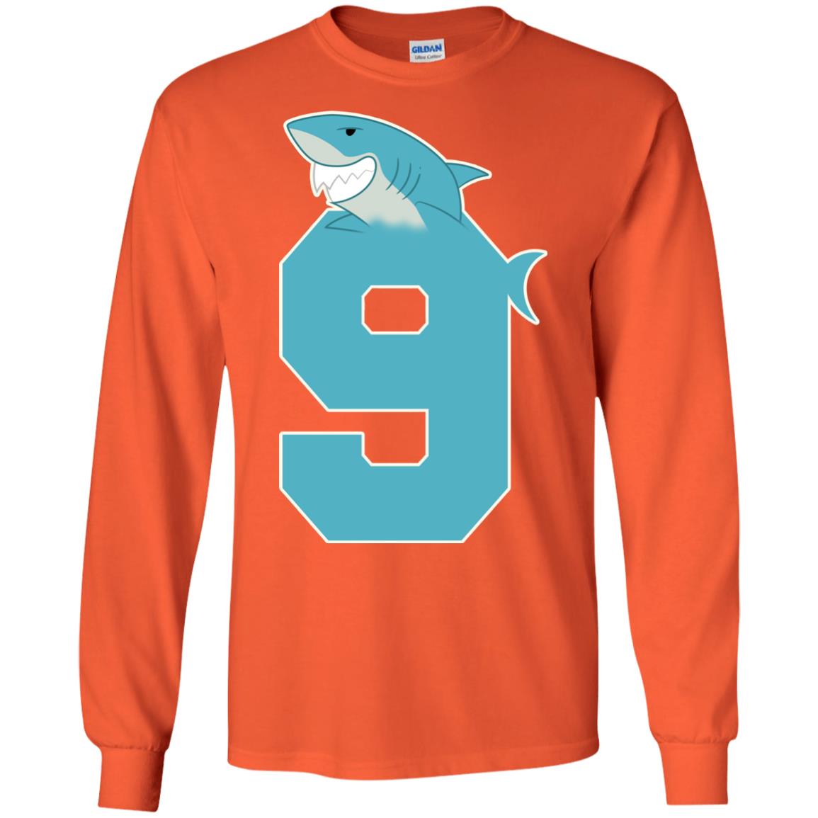 9th Birthday Shark Party Shirt Orange