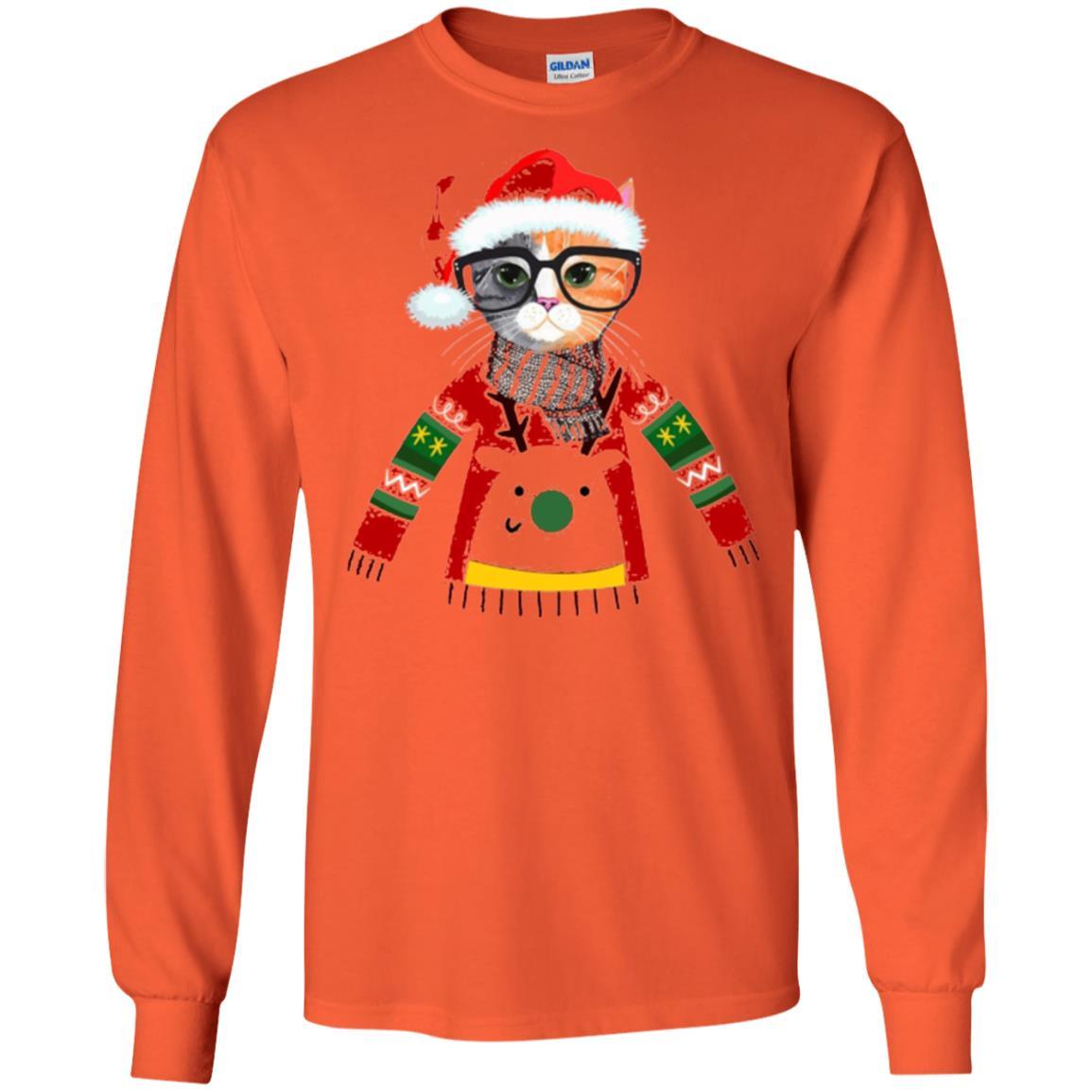 Christmas T-shirt Cat Lover Meowy Christmas T-shirt Orange