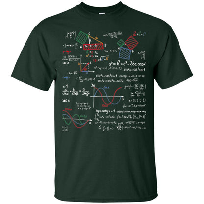 Math Lover T-shirt Formulas Cheat Sheet Forest Green