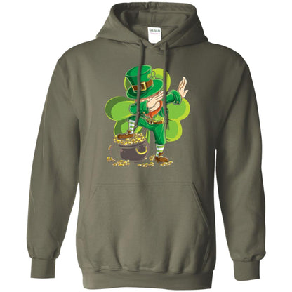 Dabbing Leprechaun St Patricks Day T-shirt Military Green
