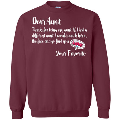 Family T-shirt Dear Aunt Thanks For Being My Aunt Maroon