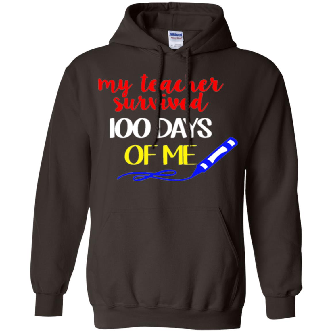 Student T-shirt My Teacher Survived 100 Days Of Me Dark Chocolate