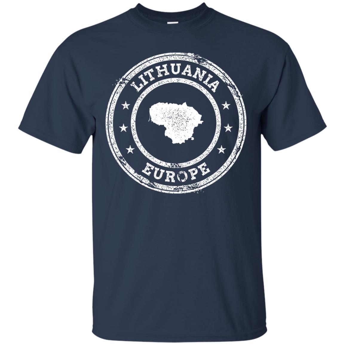 Lithuania Passport Stamp Funny Lithuania T-shirt Navy