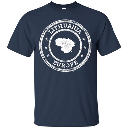 Lithuania Passport Stamp Funny Lithuania T-shirt Navy