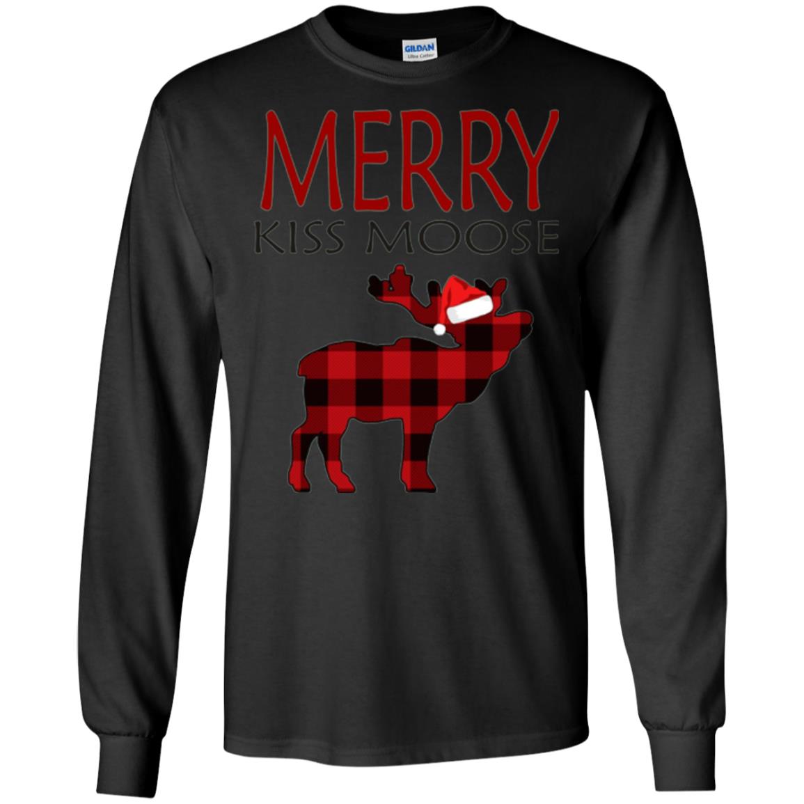 Christmas T-shirt Merry Kiss Moose Black