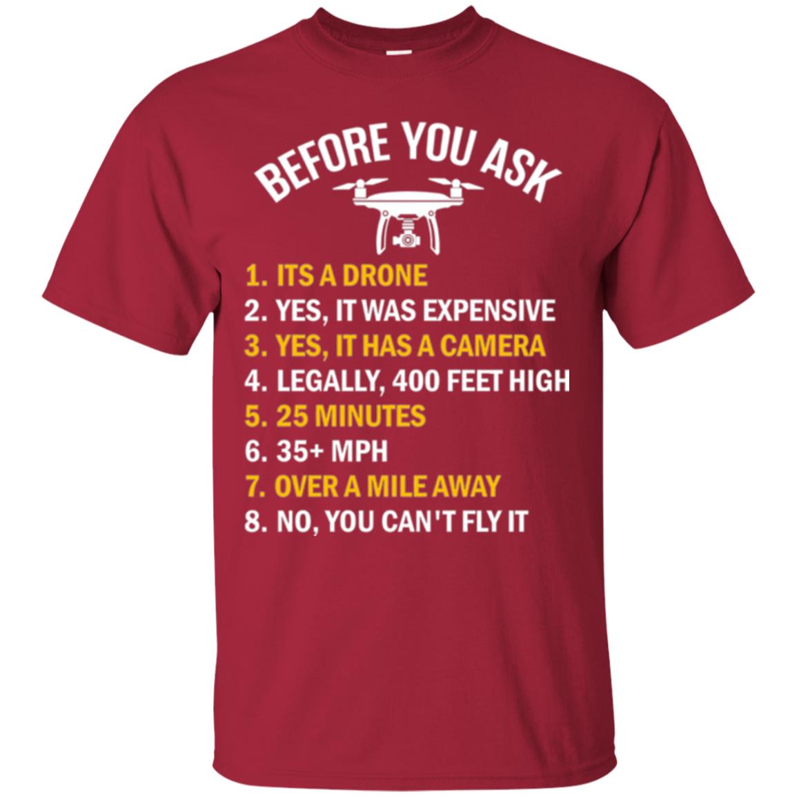 Before You Ask Funny Drone T-shirt You Can_t Fly It Cardinal