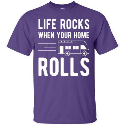 Camper Rv T-shirt Life Rocks When Your Home Roll Purple