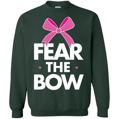 Fear The Bow Big Pink Bow Cheerleader Apparel Shirt Forest Green