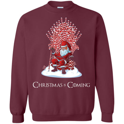 Funny Christmas T-shirt Santa Candy Cane Throne Maroon