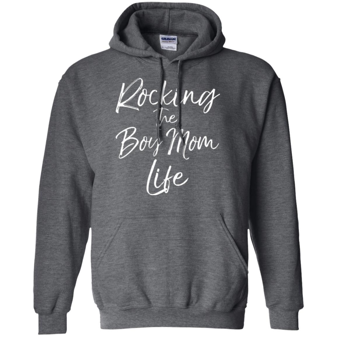 Mom T-shirt Rocking The Boy Mom Life Dark Heather