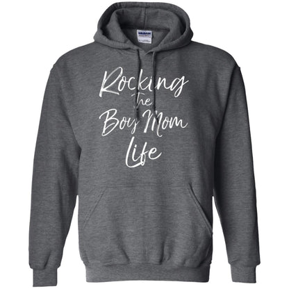 Mom T-shirt Rocking The Boy Mom Life Dark Heather