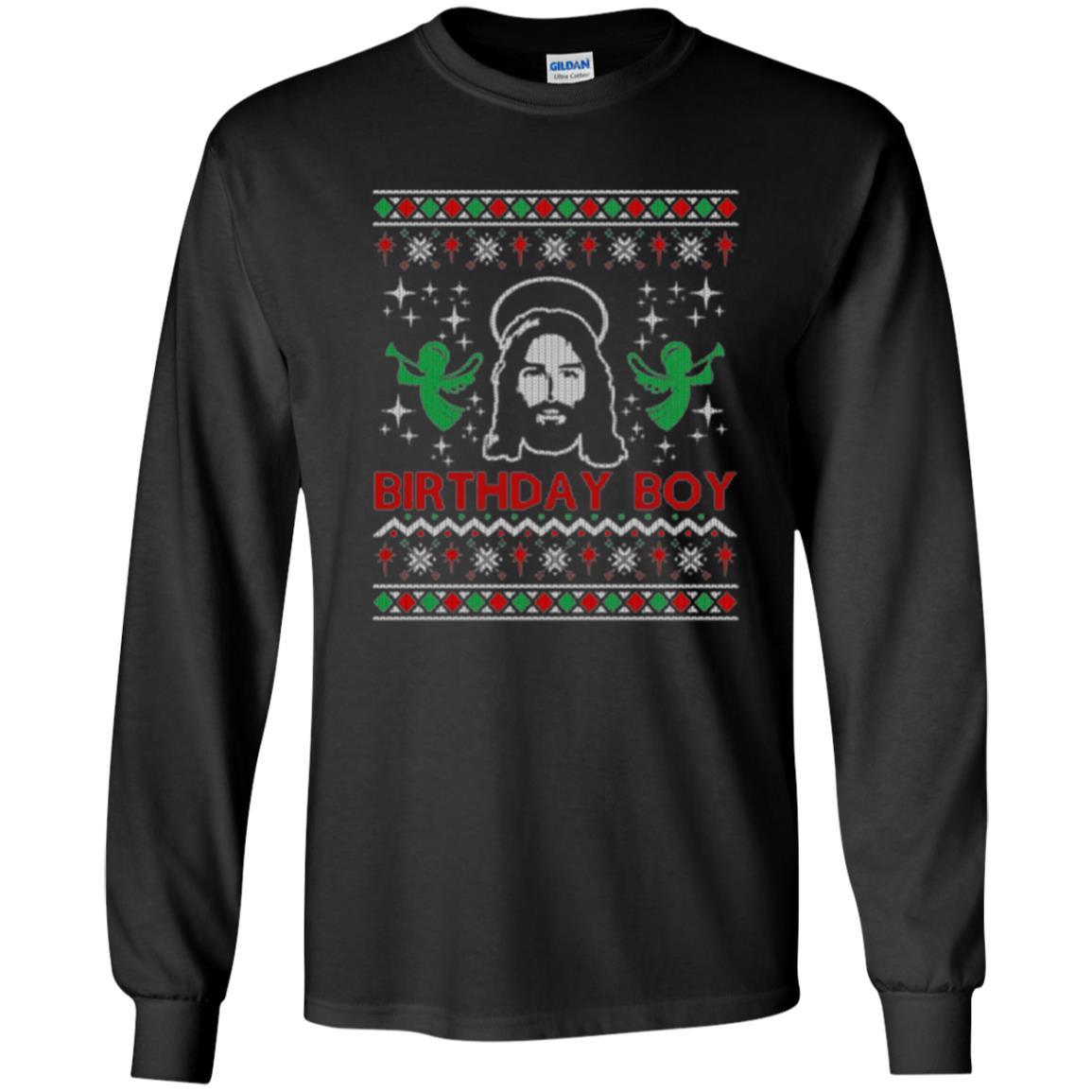 Christmas T-shirt Jesus Birthday Boy Ugly Christmas Sweater Black