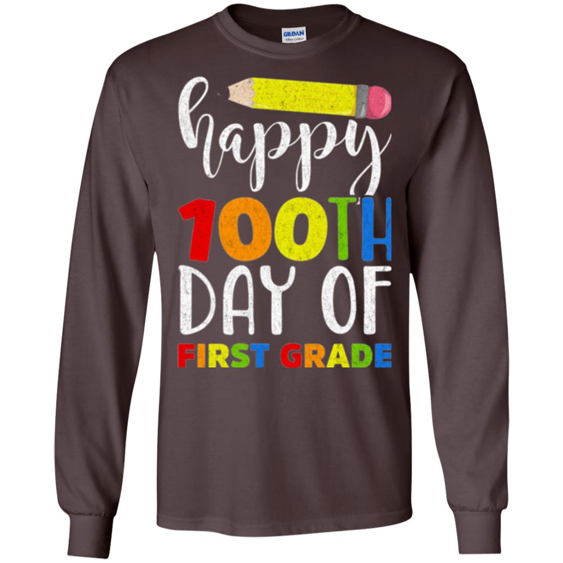 Children T-shirt Happy 100th Day Of First Grade Dark Chocolate