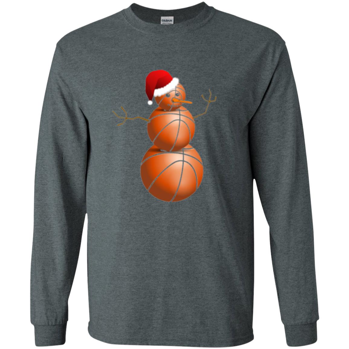 Christmas T-shirt Basketball Snowman Dark Heather