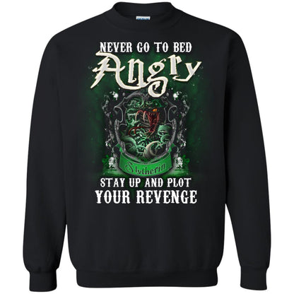 Never Go To Bed Angry Stay Up And Plot Your Revenge Slytherin House Harry Potter Shirt Black