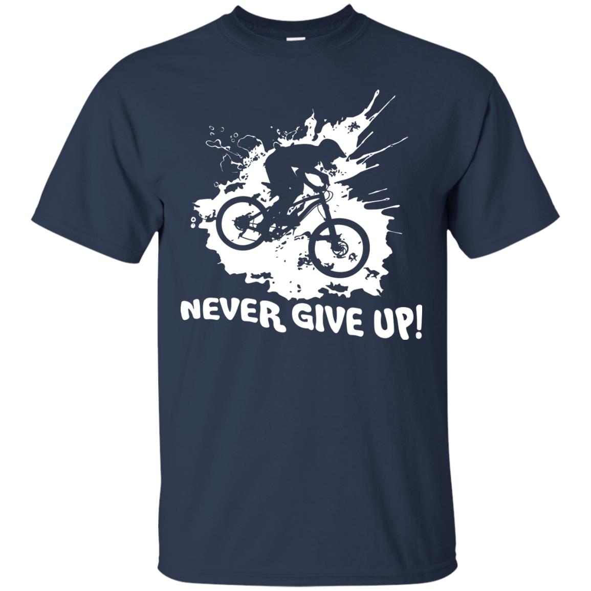 Biker T-shirt Never Give Up Navy