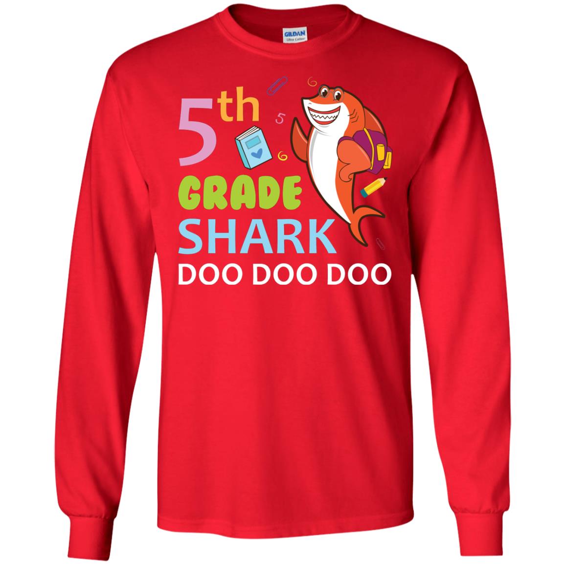 5th Grade Shark Doo Doo Doo Back To School T-shirt Red