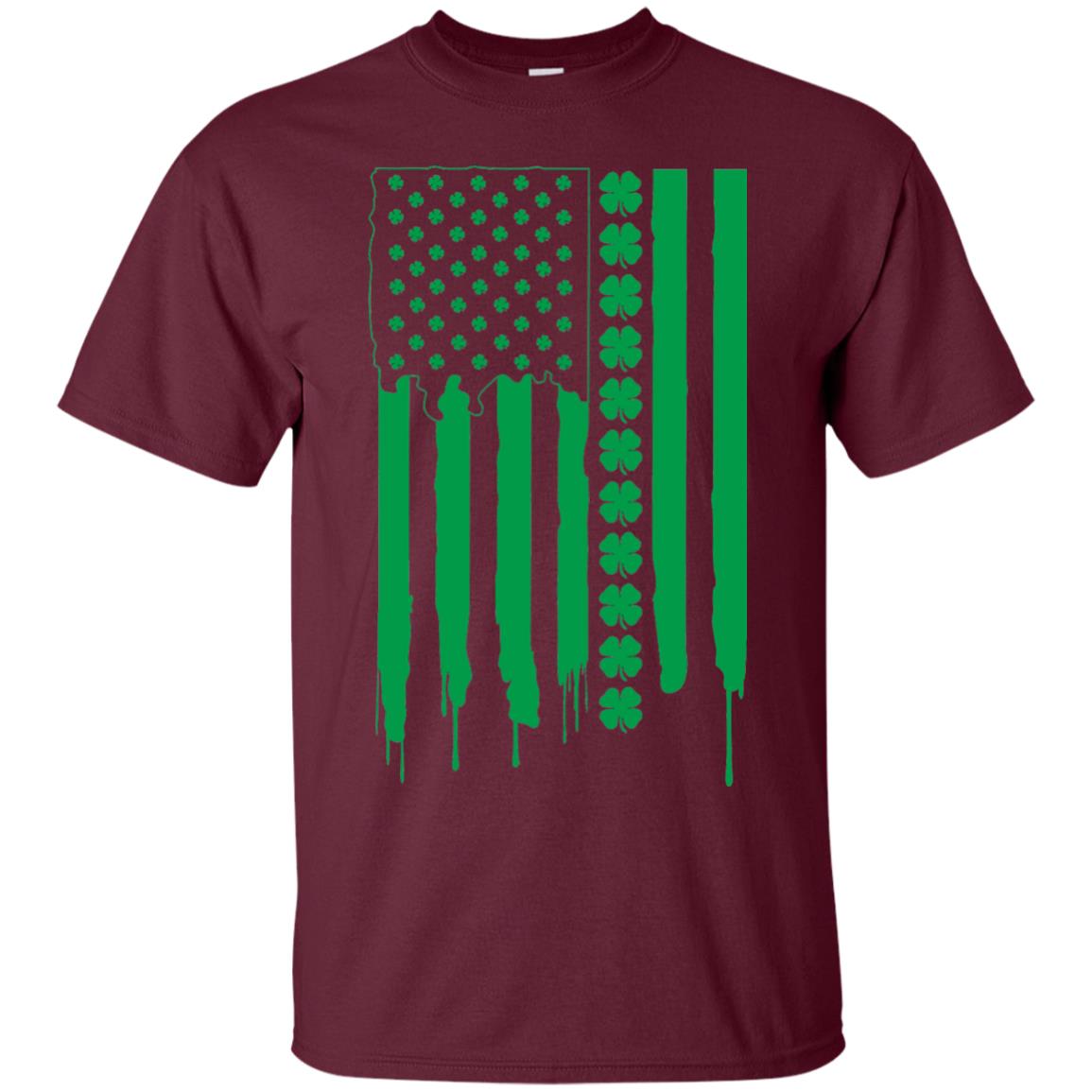 Irish American Flag St Patrick_s Day T-shirt Maroon