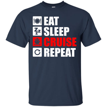 Eat Sleep Cruise Repeat Summer Vacation T-shirt Navy
