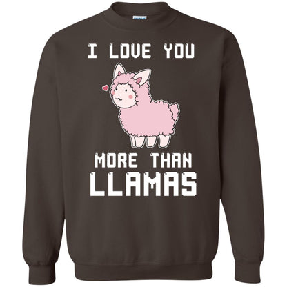 I Love You More Than Llamas Valentines Day Shirt Dark Chocolate
